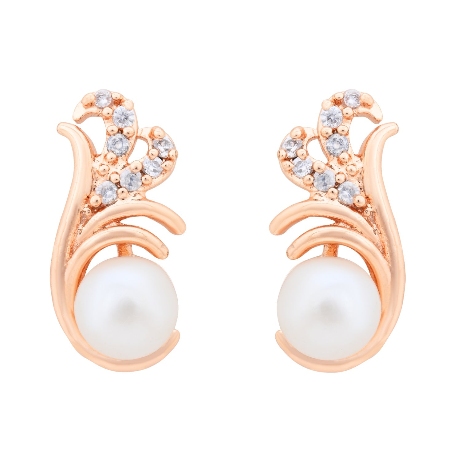 Etnico Rose Gold Plated Special Fashion Cubic Zirconia American Diamoand Stud Earrings For Women