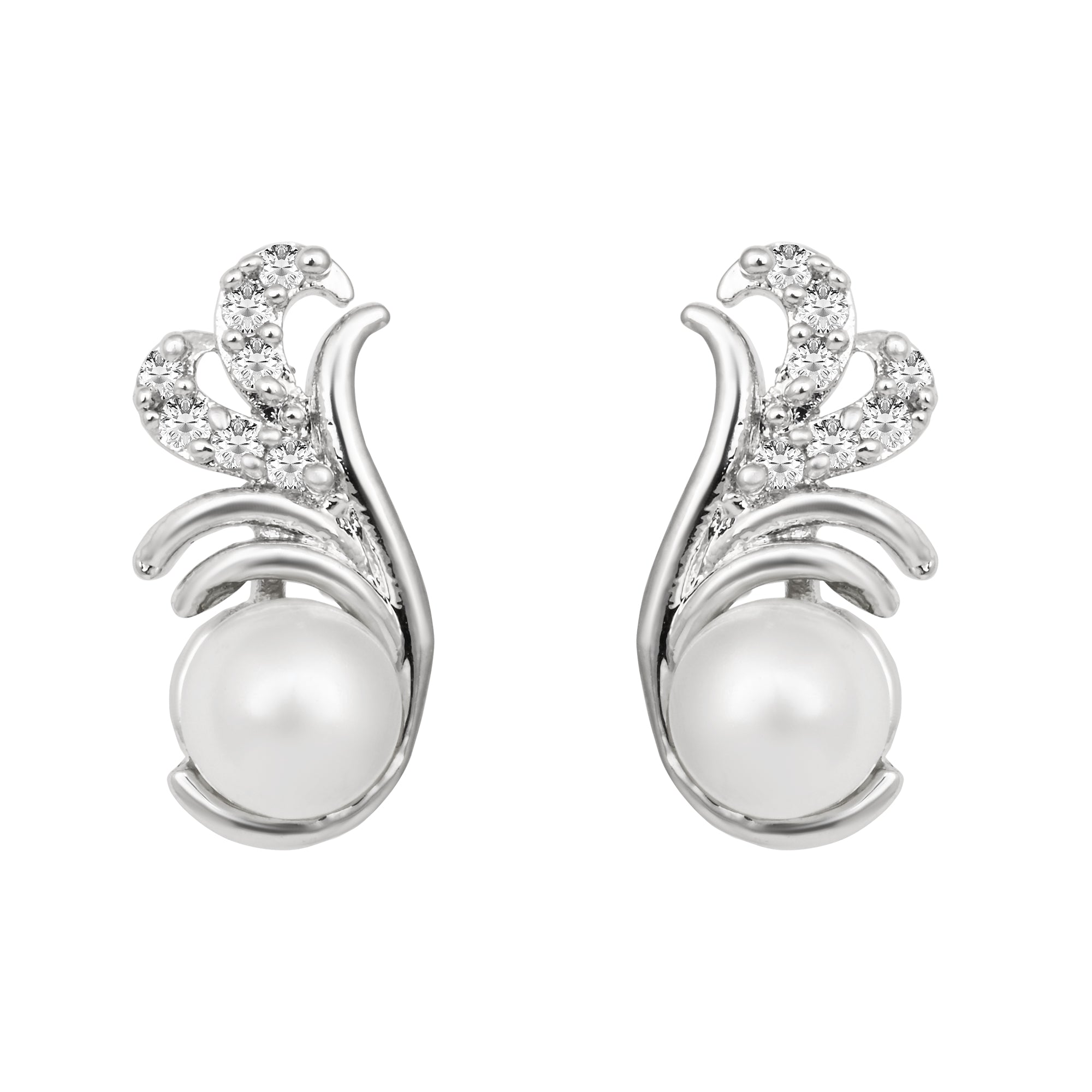 Etnico Silver Plated Special Fashion Cubic Zirconia American Diamoand Stud Earrings For Women