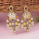 Etnico Gold Plated Traditional Kundan and Mother of Pearl Jhumki Danglers Earrings for Women