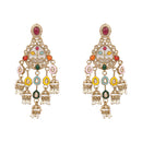 Etnico Gold Plated Traditional Kundan and Mother of Pearl Jhumki Danglers Earrings for Women