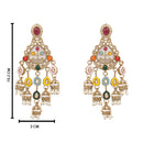 Etnico Gold Plated Traditional Kundan and Mother of Pearl Jhumki Danglers Earrings for Women