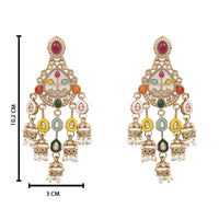 Etnico Gold Plated Traditional Kundan and Mother of Pearl Jhumki Danglers Earrings for Women