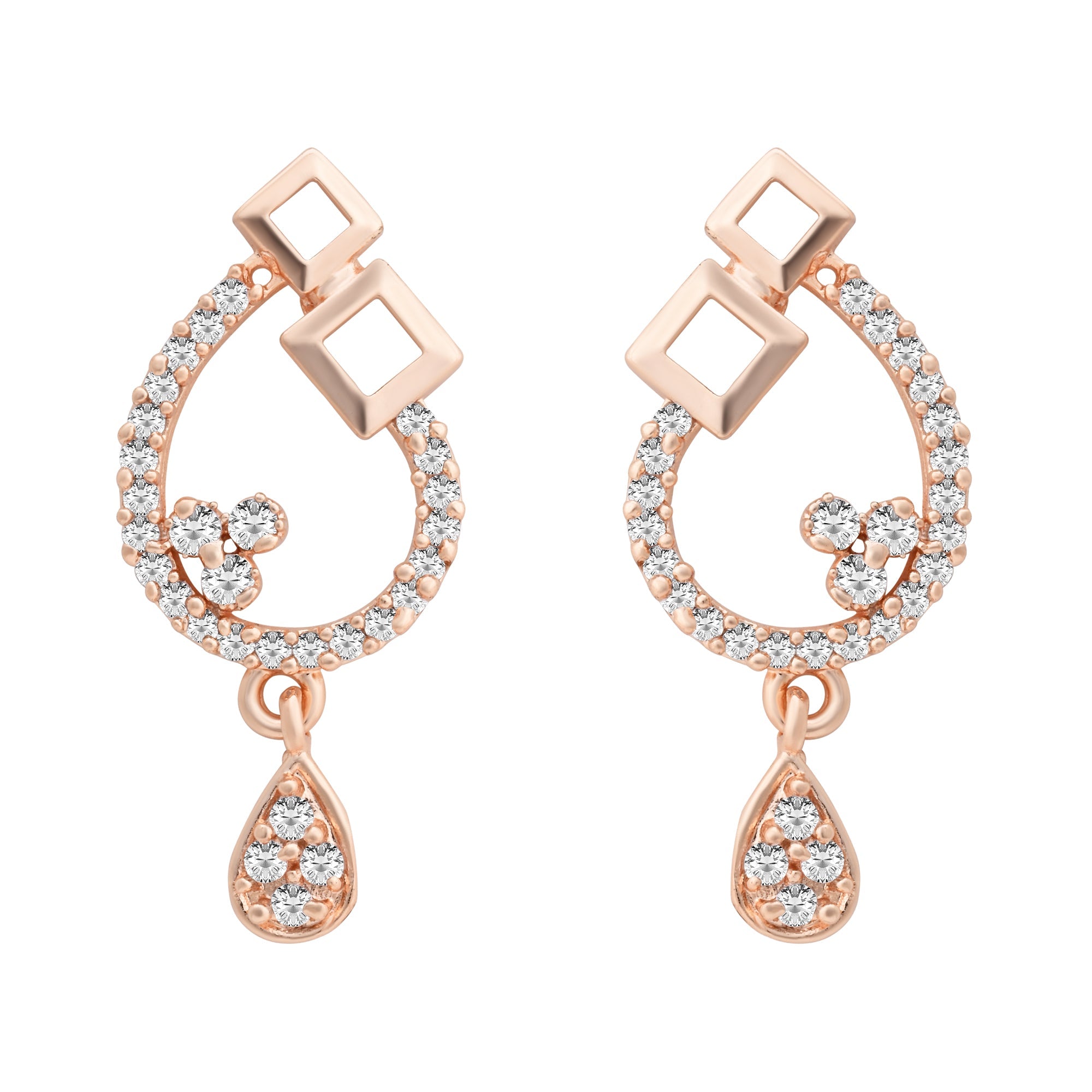 Etnico Rose Gold Plated Special Fashion Cubic Zirconia American Diamoand Stud Earrings For Women