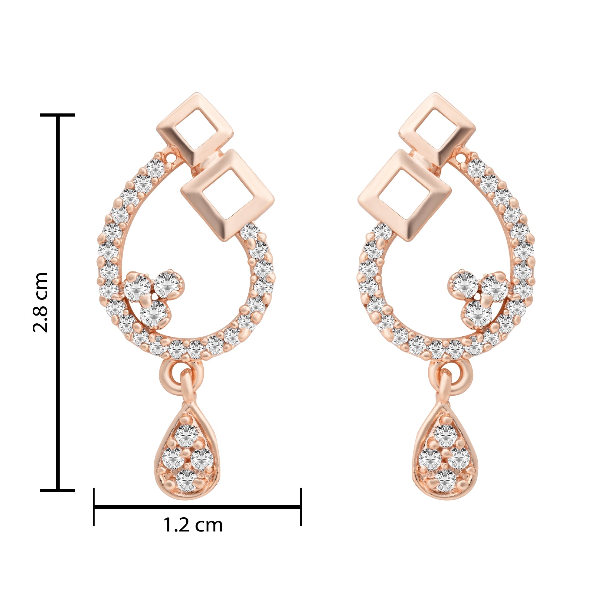Etnico Rose Gold Plated Special Fashion Cubic Zirconia American Diamoand Stud Earrings For Women