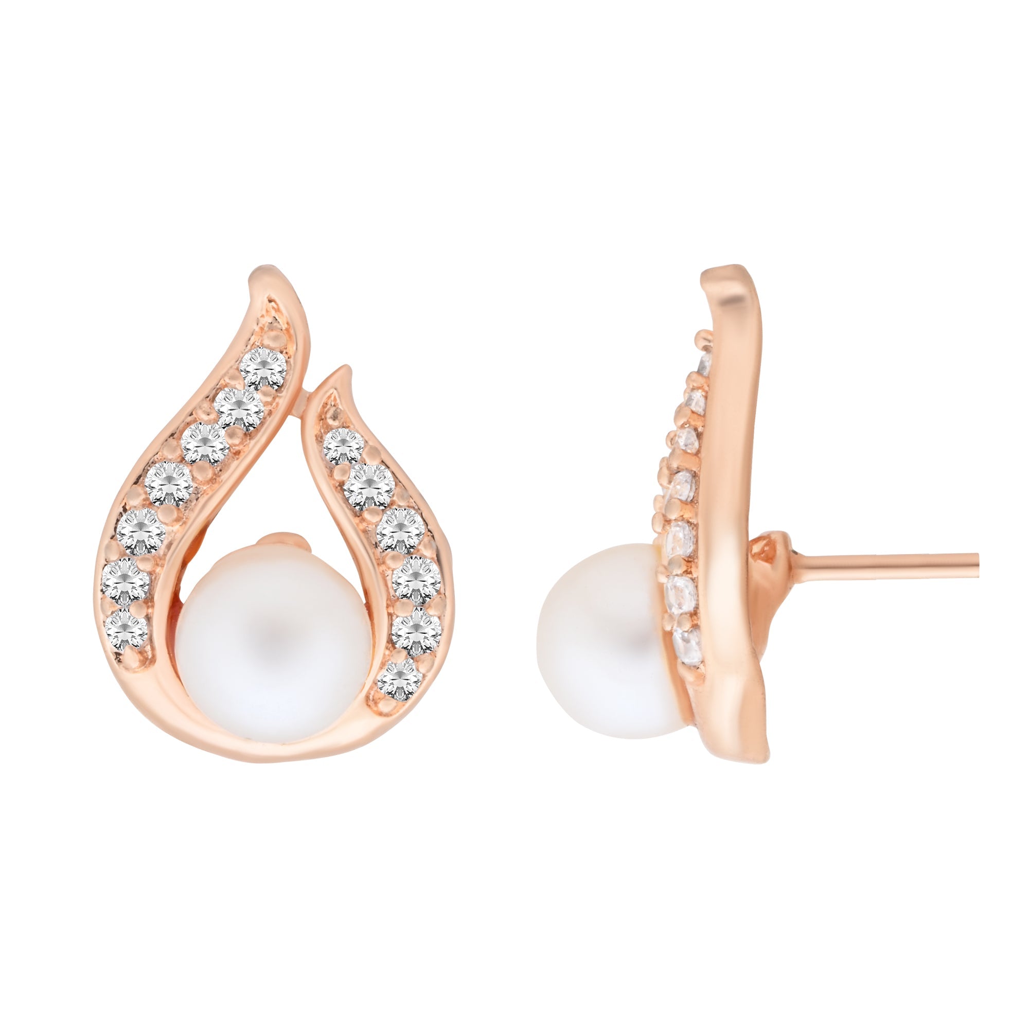 Etnico Rose Gold Plated Special Fashion Cubic Zirconia American Diamoand Stud Earrings For Women