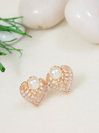 Etnico Rose Gold Plated Special Fashion Cubic Zirconia American Diamoand Stud Earrings For Women