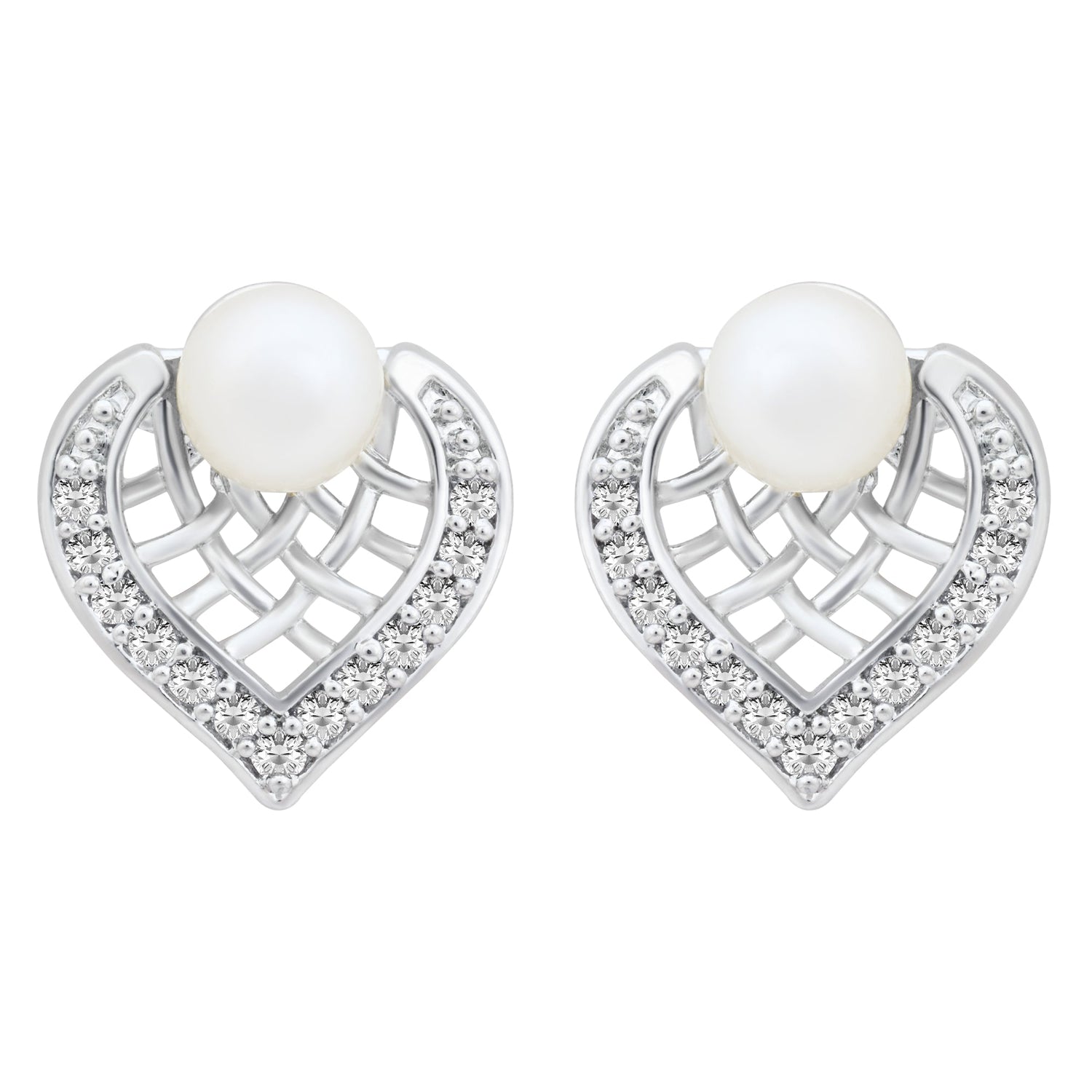 Etnico Silver Plated Special Fashion Cubic Zirconia American Diamoand Stud Earrings For Women