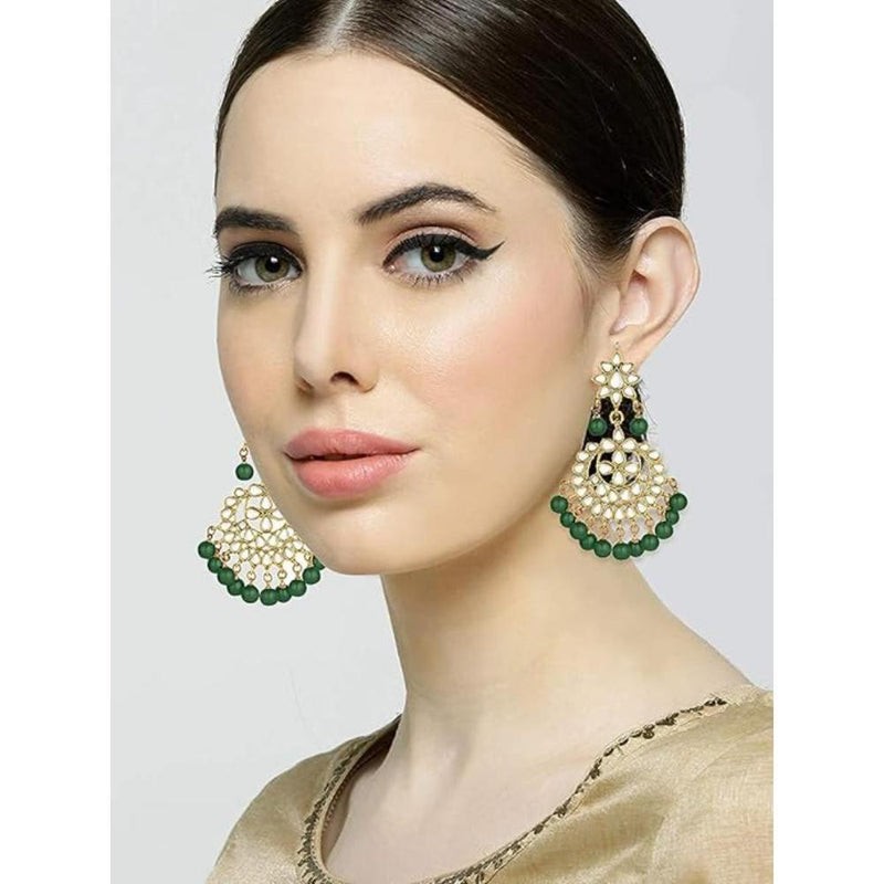 Etnico Traditional Gold Plated Kundan & Pearl Earrings for Women (E7058G)