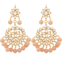 Etnico Traditional Gold Plated Kundan & Pearl Earrings for Women (E7058Pe)