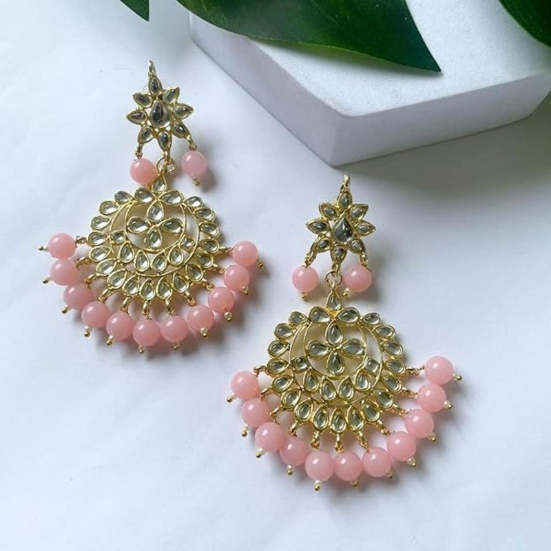 Etnico Traditional Gold Plated Kundan & Pearl Earrings for Women (E7058Pi)