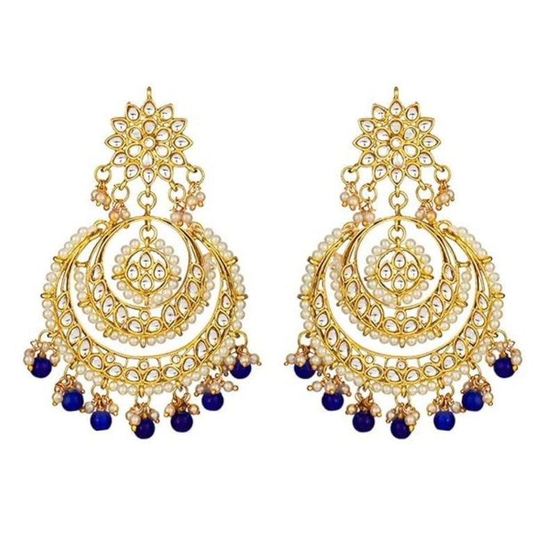 Etnico Gold Plated Traditional Handcrafted Beaded Big Chandbali Earrings For Women/Girls (E7077Bl)