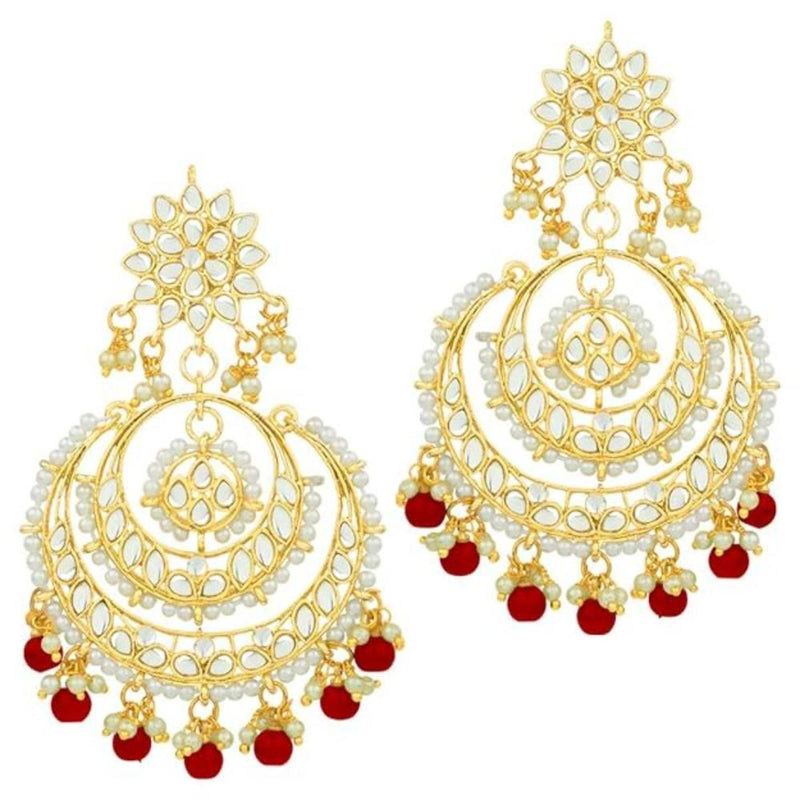 Etnico Green Gold Plated Alloy Traditional Handcrafted Beaded Big Chandbali Earrings for Women/Girls