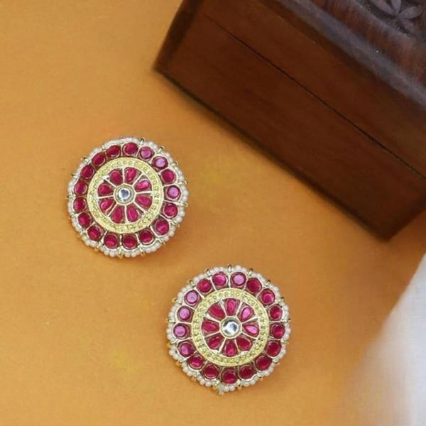 Etnico Gold Plated Traditional Kundan & Pearl Studded Earrings For Women/Girls (E7210Q)