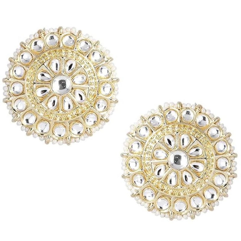 Etnico Gold Plated Traditional Kundan & Pearl Studded Earrings For Women/Girls (E7210W)