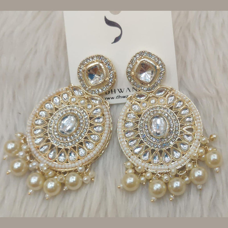 Dhwani Gold Plated Austrian Stone And Pearl Dangler Earrings