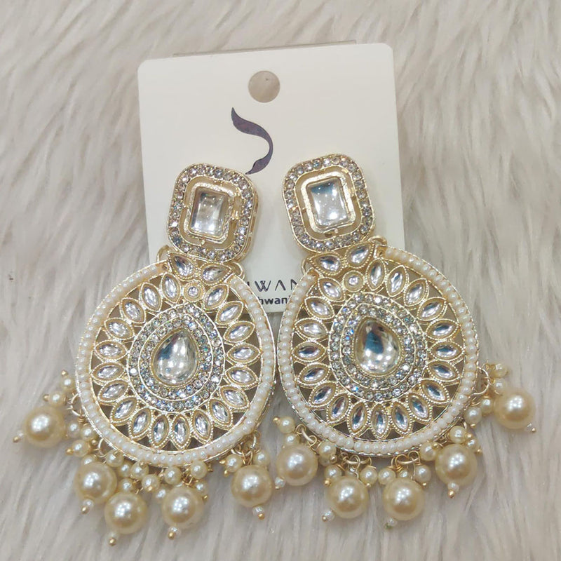 Dhwani Gold Plated Austrian Stone And Pearl Dangler Earrings