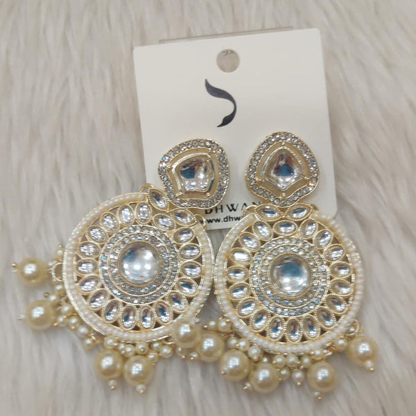 Dhwani Gold Plated Austrian Stone And Pearl Dangler Earrings