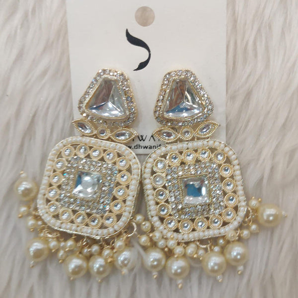 Dhwani Gold Plated Austrian Stone And Pearl Dangler Earrings