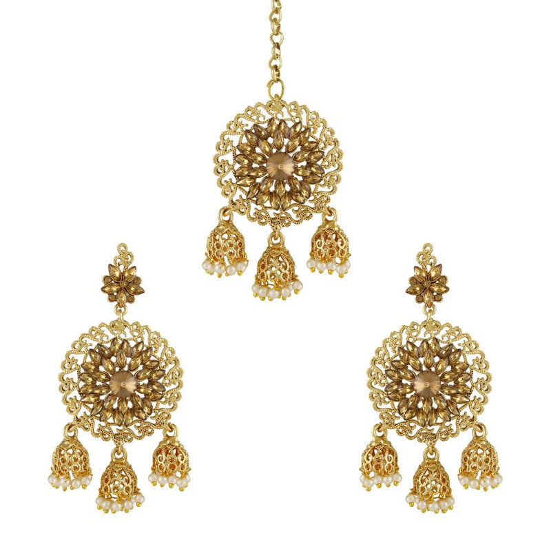 Asmitta Gold Plated Earrings With Mangtikka