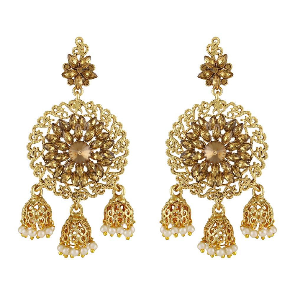 Asmitta Gold Plated Earrings With Mangtikka