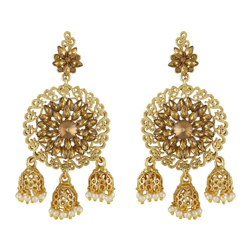 Asmitta Gold Plated Earrings With Mangtikka