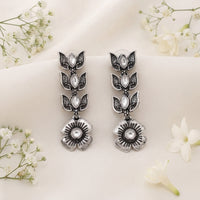 Js Fashion Beautiful Full Stone Oxidized Silver Fancy Style Earrings