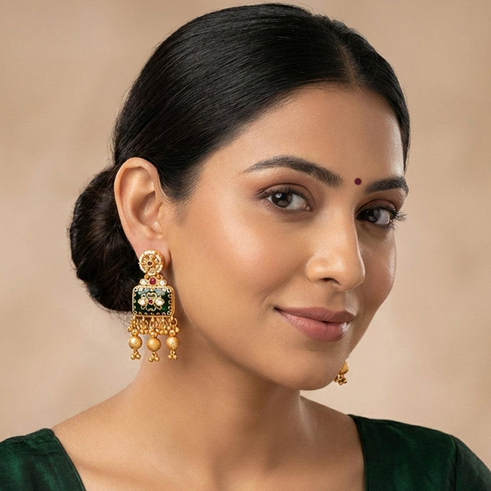 Js Fashion  Designer Rajwadi Polish Fancy Style Earrings