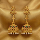 JS Fashion Royal Temple Pota Stone And Pearl Jhumki Earrings
