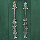 JS Fashion Oxidised Plated Designer Crystal Stone And Pearl Dangler Earrings