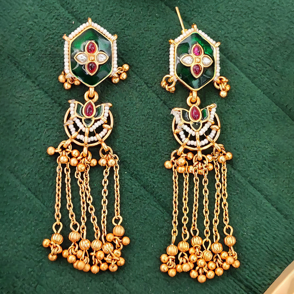 Js Fashion  Designer Temple Style Long Chain Earrings