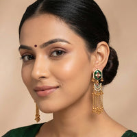 Js Fashion  Designer Temple Style Long Chain Earrings