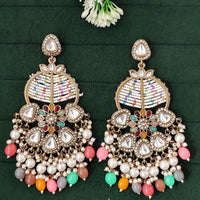 Js Fashion  Mehendi Multicolor Beaded Antique Party Wear Earrings