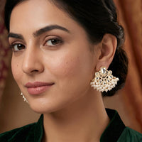 Js Fashion  Designer Pearl Drop Kundan Party Wear Earrings
