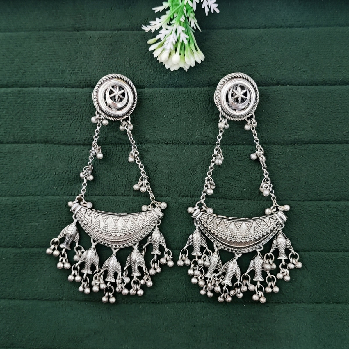 Js Fashion Pack of 4 Designer Oxidized Earrings for Women
