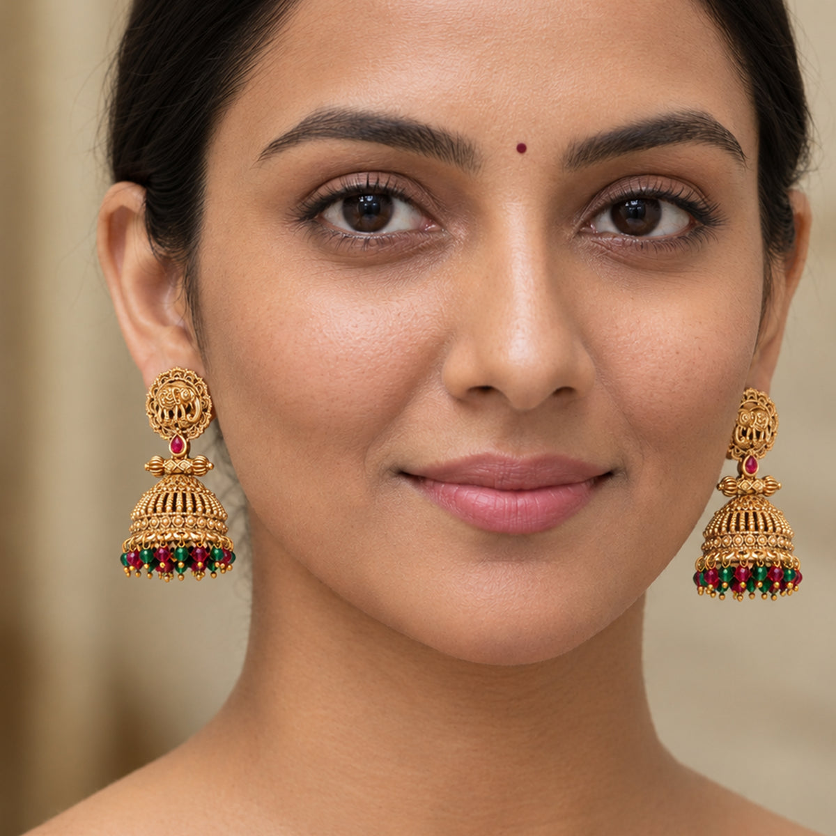 Js Fashion  High Gold Elephant Temple Jhumka Earrings for Women