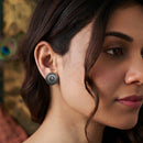 Js Fashion Pack of 3 Oxidized Silver Peacock Stud Earrings for Women