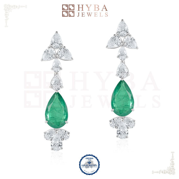 Emerald Drop Danglers By Hyba Jewels