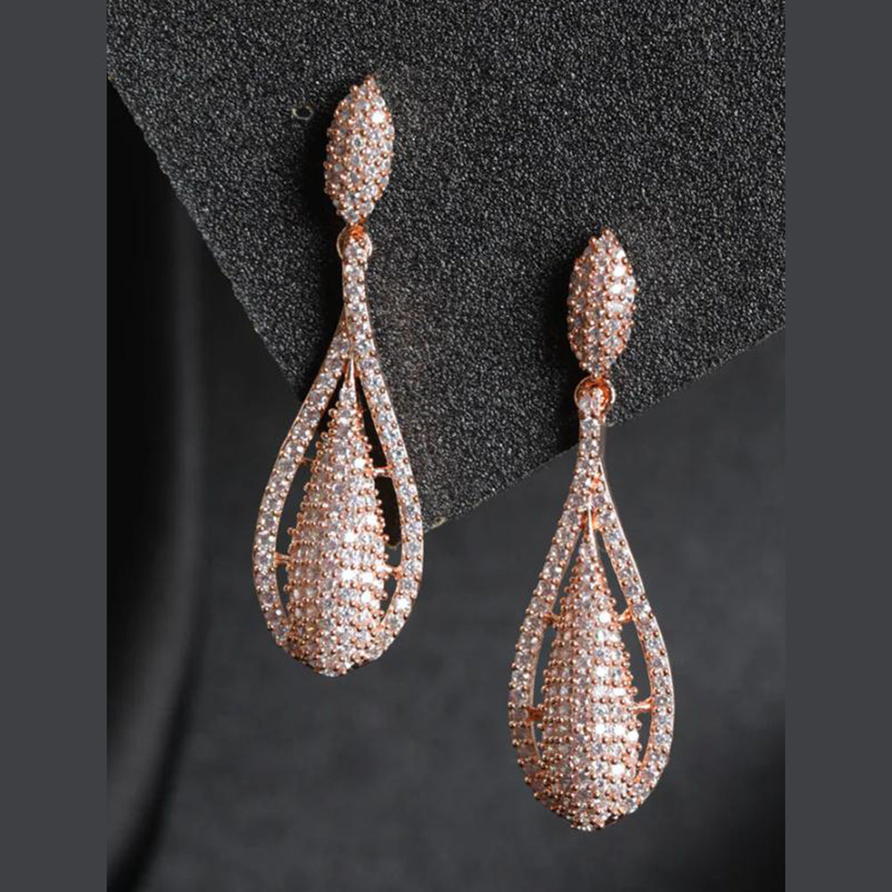 Sian Rose Gold Plated American Diamond Dangler Earrings