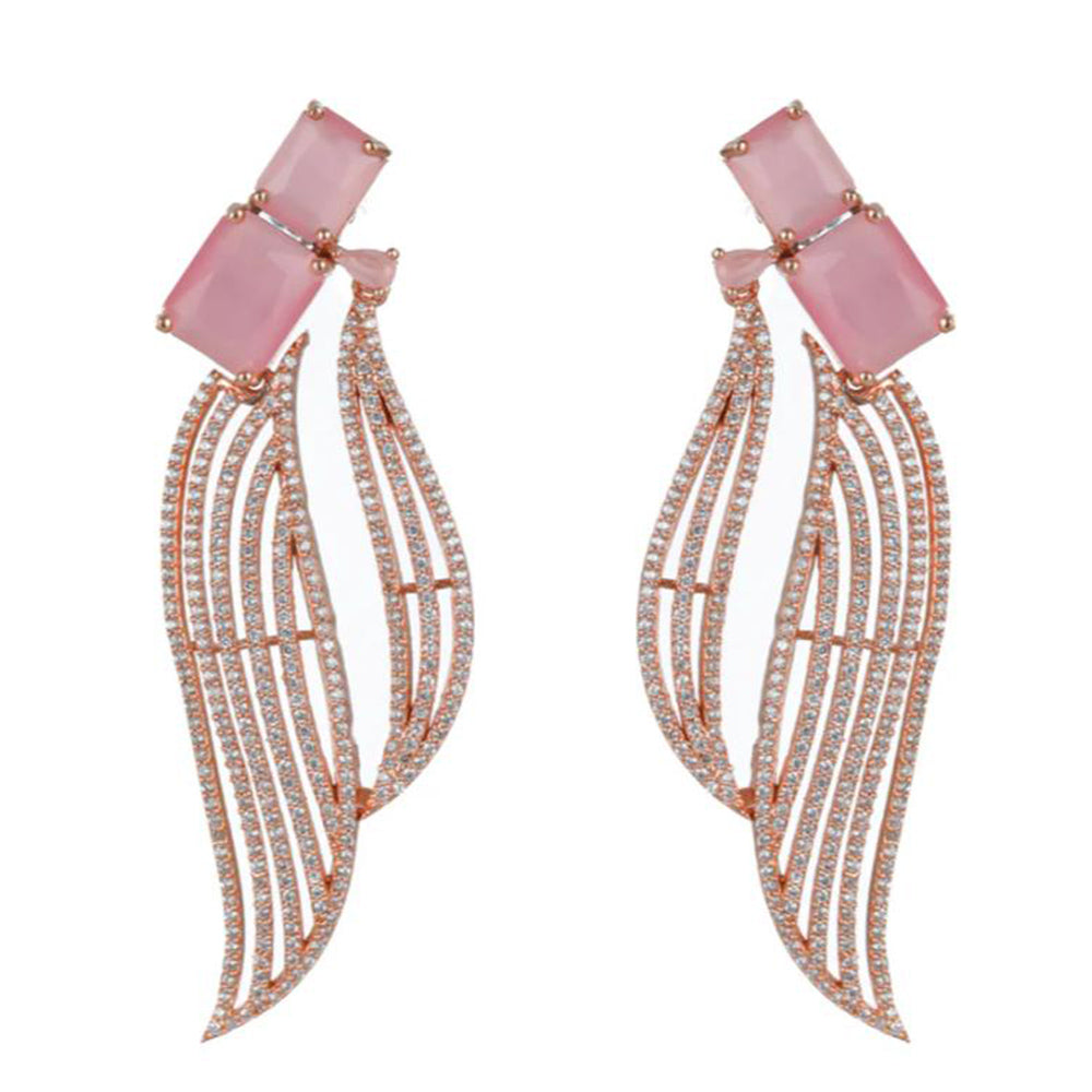 Sian Rose Gold Plated American Diamond Dangler Earrings