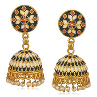 Darshana Jewels Gold Plated Mennakari Jhumki Earrings