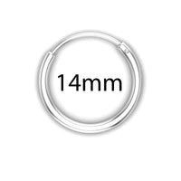 Mahi Rhodium Plated Plain Round Hoop Bali Earrings for Men (ER1109837RMen14mm)