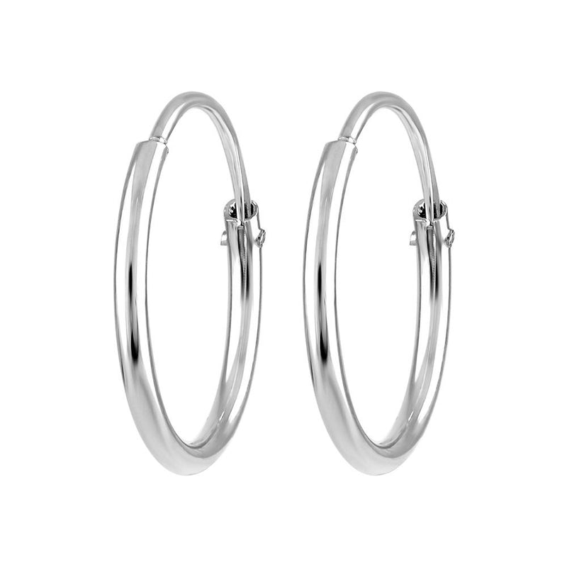 Mahi Rhodium Plated Plain Round Hoop Bali Earrings for Men (ER1109837RMen18mm)