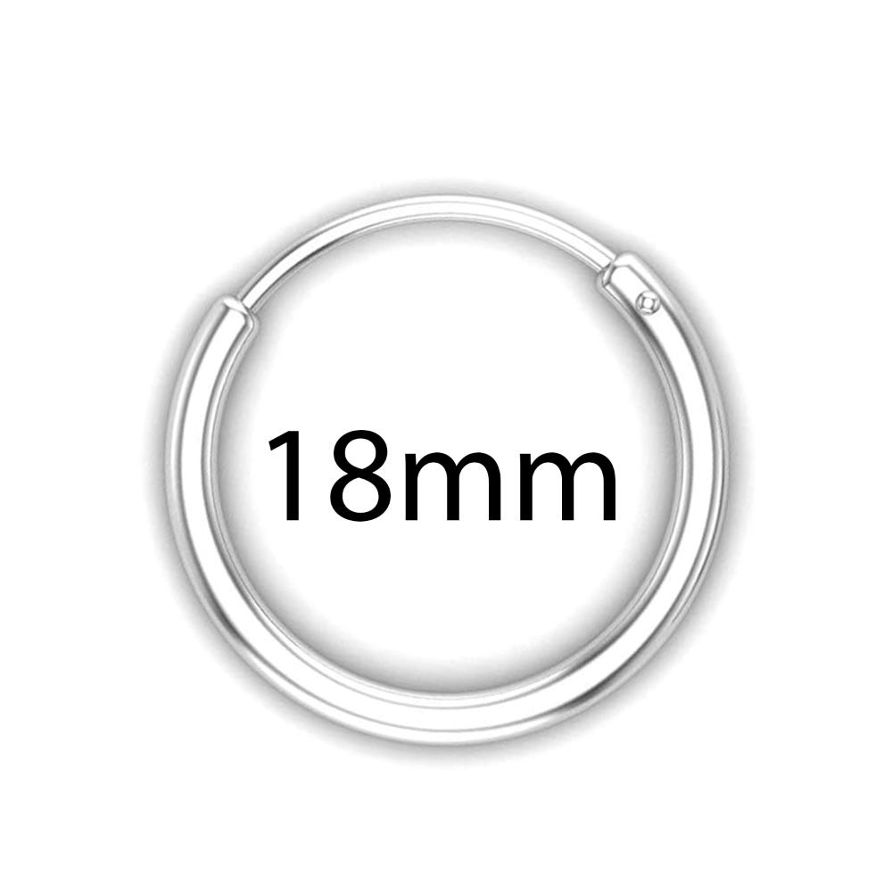 Mahi Rhodium Plated Plain Round Hoop Bali Earrings for Men (ER1109837RMen18mm)