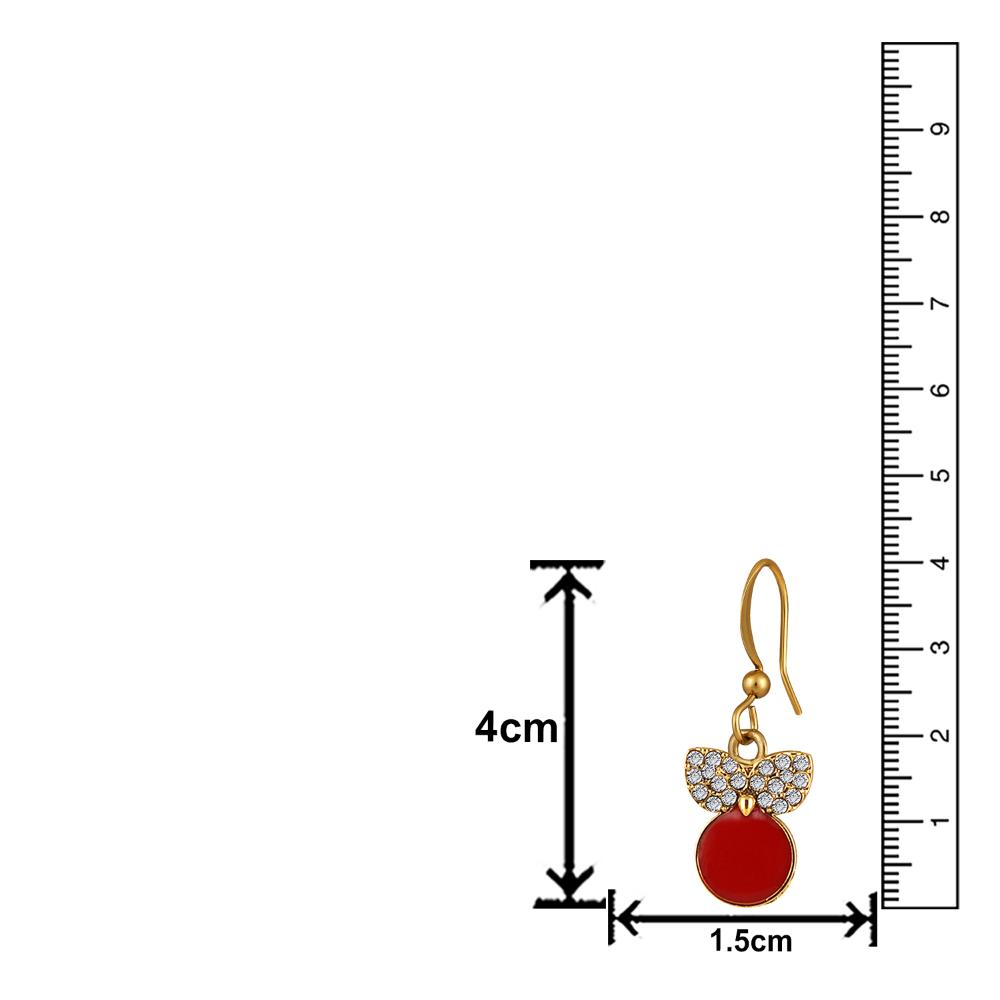Mahi Gold Plated Red Meenakari Work and Crystals Cute Earrings for Women (ER1109849GRed)