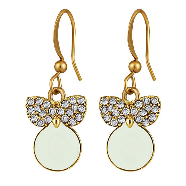 Mahi Gold Plated White Meenakari Work and Crystals Cute Earrings for Women (ER1109850GWhi)