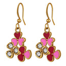 Mahi Gold Plated Red and Pink Meenakari Work and Crystals Floral Earrings for Women (ER1109851GRedPin)