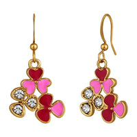 Mahi Gold Plated Red and Pink Meenakari Work and Crystals Floral Earrings for Women (ER1109851GRedPin)