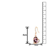 Mahi Rose Gold Plated Purple Meenakari Work and Crystals Floral Heart Earrings for Women (ER1109854ZPur)