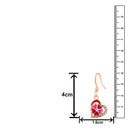 Mahi Rose Gold Plated Red and Pink Meenakari Work and Crystals Floral Heart Earrings for Women (ER1109856ZRedPin)