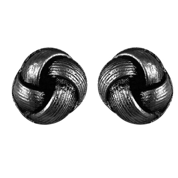 Mahi Black Dun Metal Plating Push Back Piercing Stud / Tops Womens Earrings (ER1109861B)